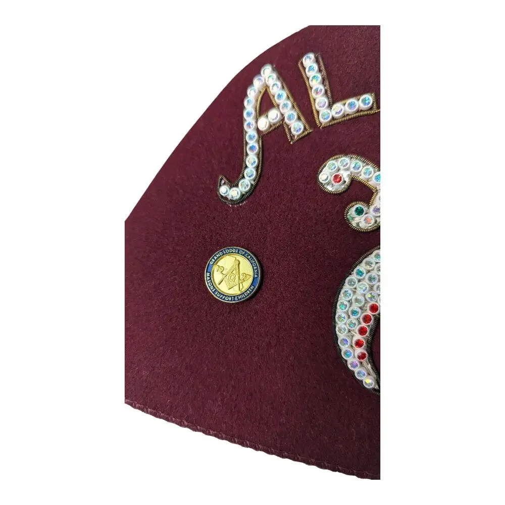 Shriner AL Bahr Masonic Wool Fez Hat Burgundy Jeweled (size 6 7/8) Vintage Mason